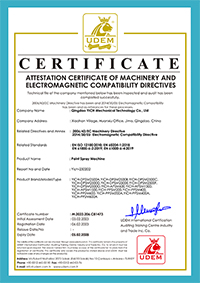 CE certificate for Automatic Paint Spraying Machine